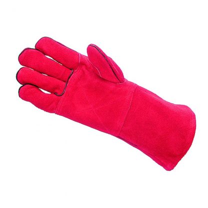 Mens Red Fleece Lined Deluxe Leather Gauntlets