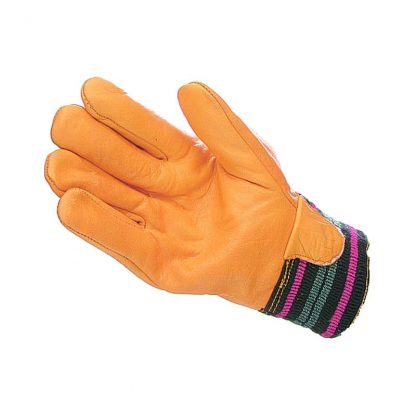 Mens Yellow Lined Cowhide Driver Style Gloves